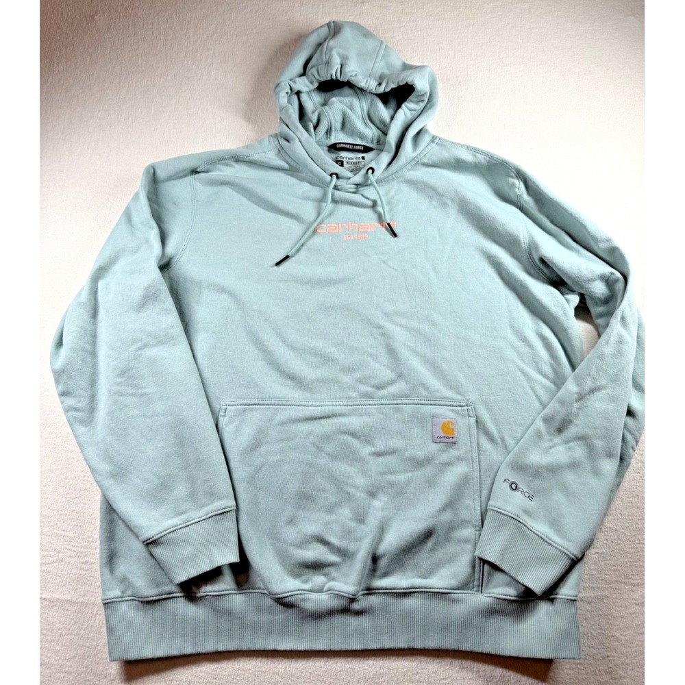 Carhartt Force Hoodie Men XL Relaxed Fit Blue Pullover Sweatshirt 105569